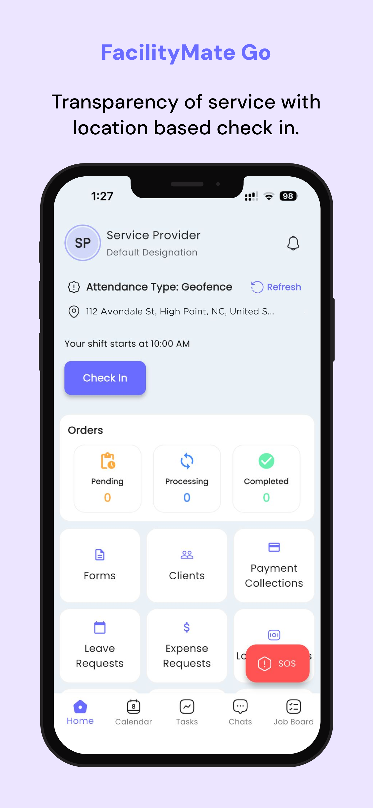 FacilityMate App Dashboard
